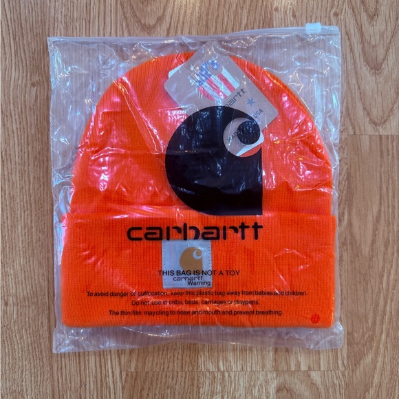 Brand New Carhartt Beanie NWT Safety Orange - Picture 3 of 4